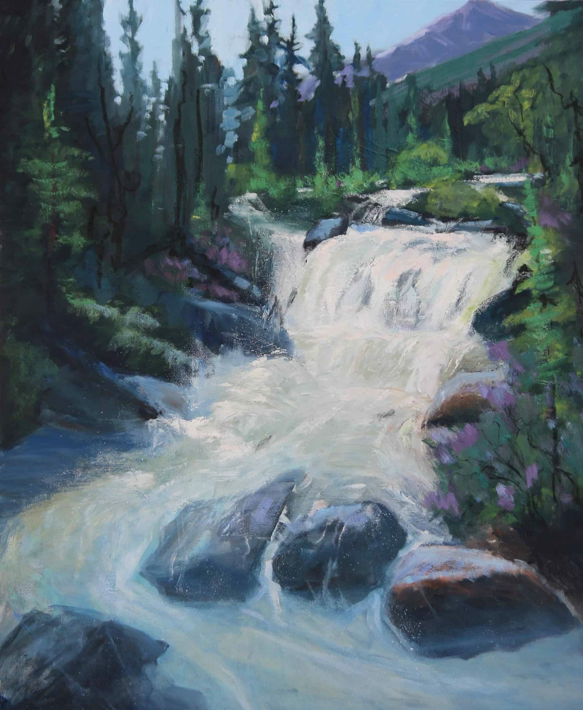 Along the Sheep River - Canadian Original Artwork For Sale by Mary Ann Tarini Hews - Calgary, AB Local Artist - Mountains