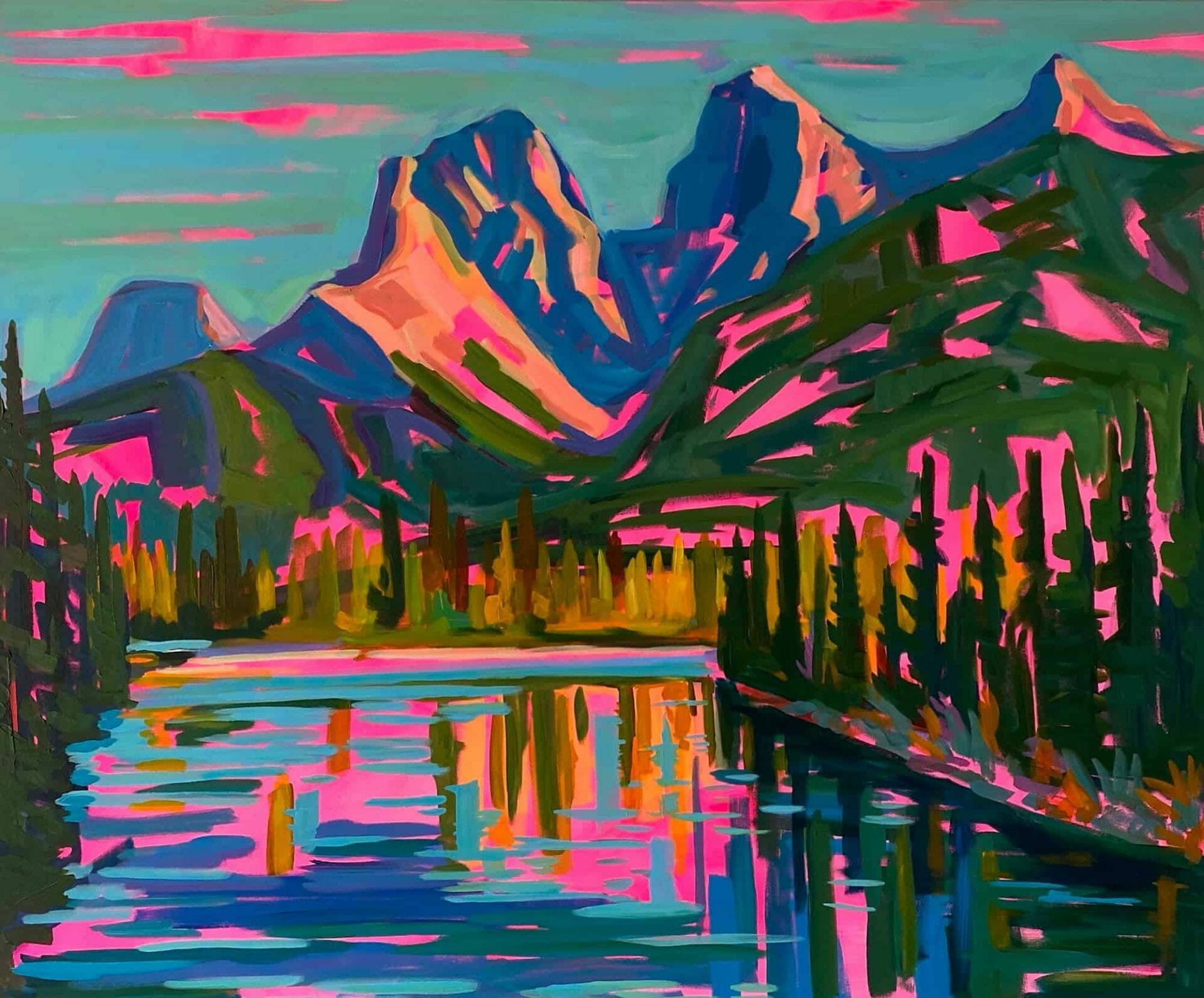 Canmore Colours - Canadian Original Artwork For Sale by Alison Philpotts - Calgary, AB Local Artist - Mountains