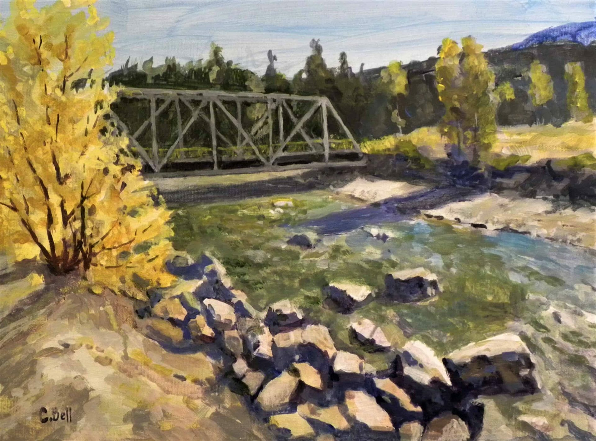Dutch Creek Bridge [1125] - Canadian Original Artwork For Sale by Colin Bell - Calgary, AB Local Artist - Architectural