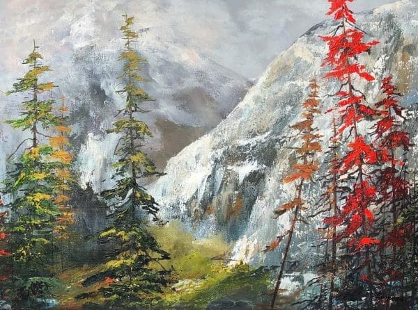 Along the Trail - Canadian Original Artwork For Sale by Lynn Cameron - Calgary, AB Local Artist - Mountains