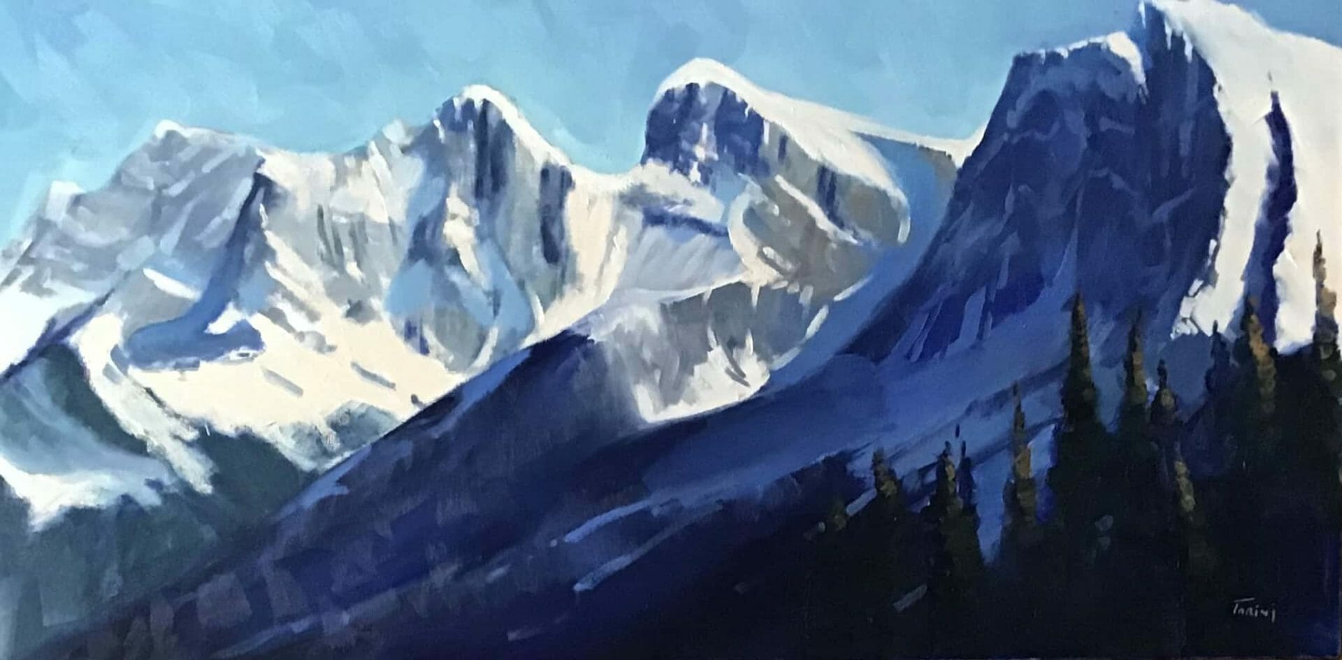 Turquoise Sky - Canadian Original Artwork For Sale by Mary Ann Tarini Hews - Calgary, AB Local Artist - Mountains