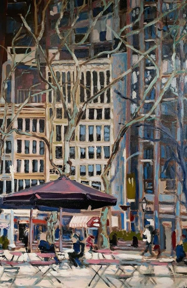 Washington Square - Canadian Original Artwork For Sale by Patricia Neden - Calgary, AB Local Artist - Architectural Art - Oil on Canvas