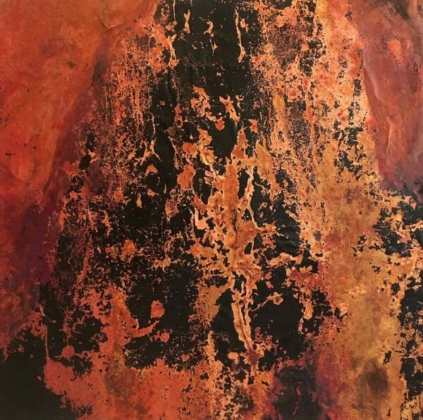 Copper Abstract: Rain on the Window - Canadian Original Artwork For Sale by Rosanna Marmont - Okotoks, AB Local Artist - Abstract Art - Fired Copper